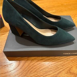 Vince Camuto Dark Green Suede Heels